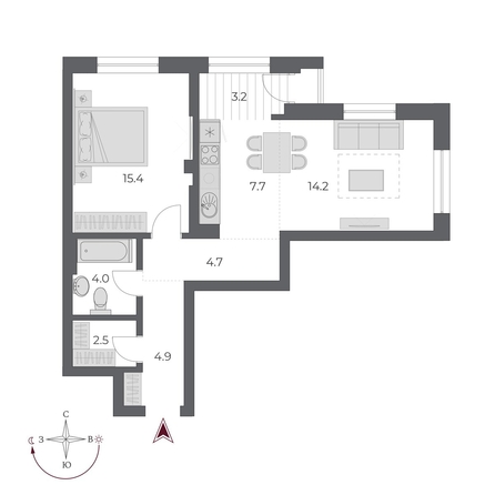
  Продается 2-комн. квартира, 56.6 м², ЖК ОСКАР, дом 2
. Фото 1.