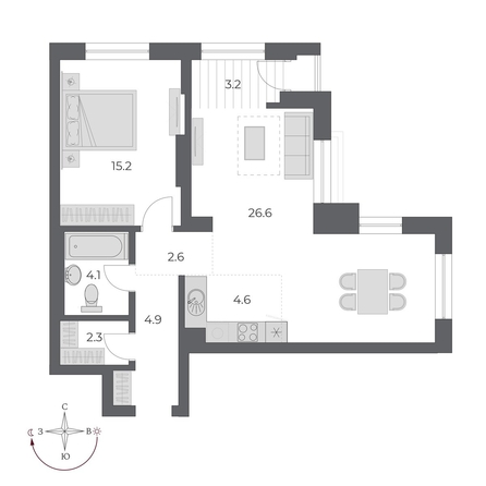 
   Продам 2-комнатную, 63.5 м², ОСКАР, дом 2

. Фото 1.