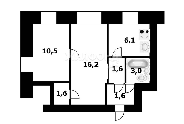 
   Продам 2-комнатную, 41.3 м², Республиканская ул, 5а

. Фото 14.