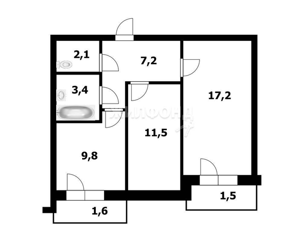 
   Продам 2-комнатную, 50.9 м², Бородина ул, 56

. Фото 9.