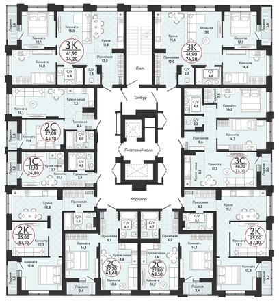 
   Продам 3-комнатную, 73 м², Одоевский, дом 3

. Фото 1.