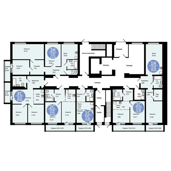 
   Продам 3-комнатную, 71.56 м², Одоевский, дом 2

. Фото 1.