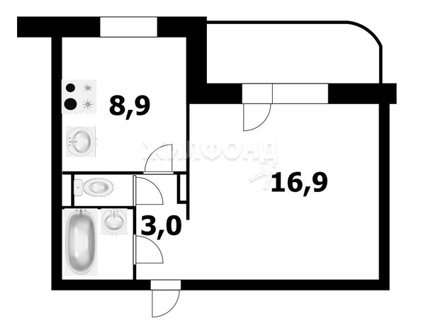 
   Продам 1-комнатную, 36 м², Чигорина ул, 4

. Фото 1.