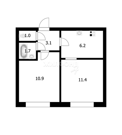 
   Продам 2-комнатную, 34.3 м², Сибиряков-Гвардейцев ул, 44/5

. Фото 6.