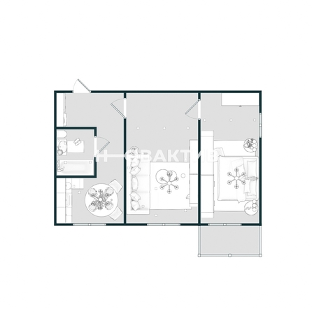 
   Продам 2-комнатную, 42.8 м², Есенина ул, 49

. Фото 3.