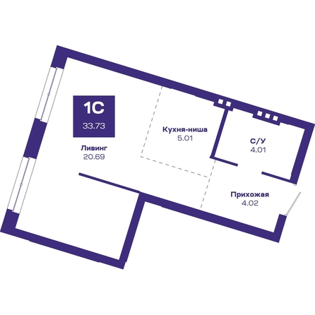 
  Продается 1-комн. квартира, 33.73 м², ЖК Базилик, дом 2
. Фото 3.