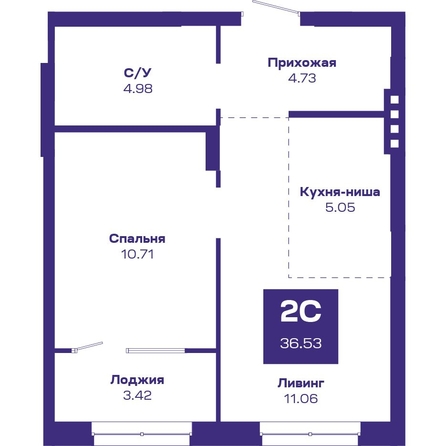 
   Продам 2-комнатную, 36.53 м², Базилик, дом 2

. Фото 1.