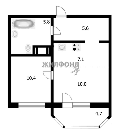 
   Продам 1-комнатную, 38.9 м², Рябиновая ул, 10/1

. Фото 13.