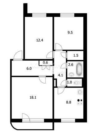 
   Продам 3-комнатную, 64.6 м², 9-й Гвардейской Дивизии ул, 1

. Фото 23.