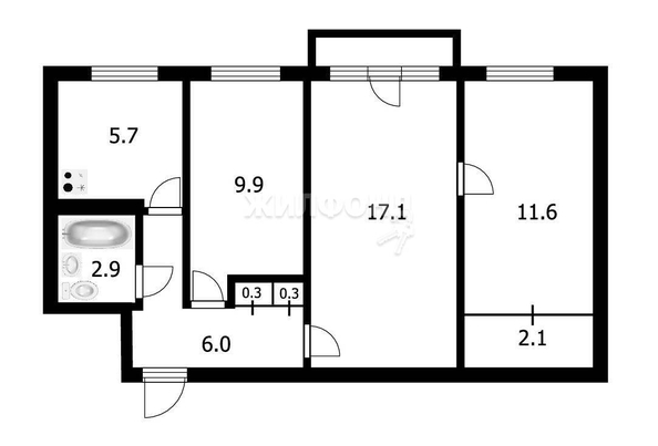 
   Продам 3-комнатную, 57 м², Тимирязева ул, 79

. Фото 13.