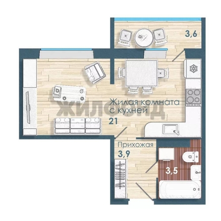 
  Продается студия, 31.8 м², ЖК Чистая Слобода, дом 72
. Фото 17.