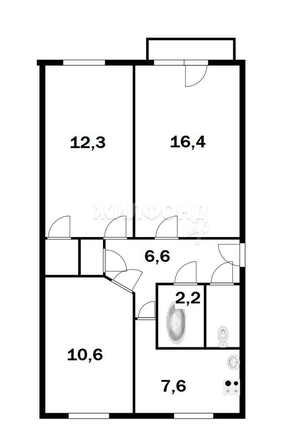 
   Продам 3-комнатную, 58.5 м², Чкалова ул, 40

. Фото 1.