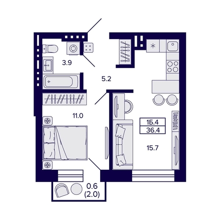 
   Продам 1-комнатную, 36.4 м², Сподвижники

. Фото 1.