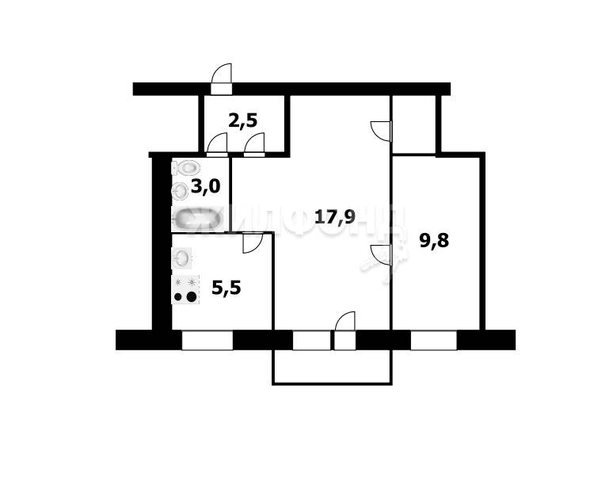 
   Продам 2-комнатную, 39.8 м², Карла Маркса пр-кт, 15

. Фото 1.