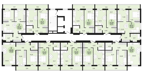 
   Продам 1-комнатную, 44.42 м², Новый парк, дом 3

. Фото 1.