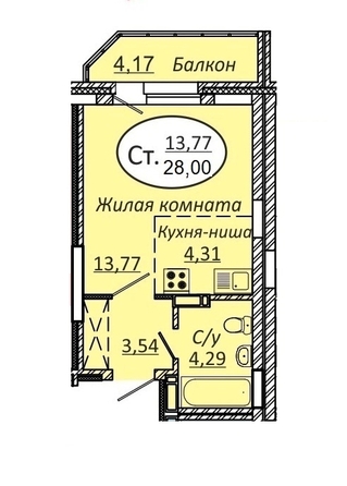 
   Продам студию, 28 м², Добролюбова ул, 16/1

. Фото 12.