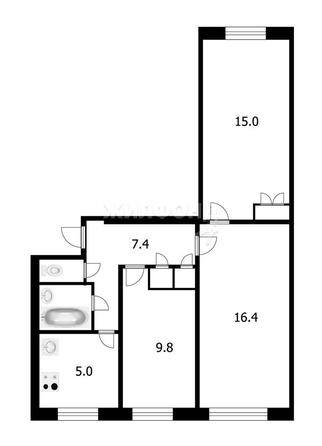 
   Продам 3-комнатную, 58.1 м², Челюскинцев ул, 44

. Фото 15.