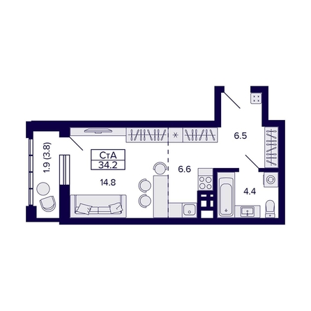 
   Продам студию, 34.2 м², Grando (Грандо)

. Фото 1.