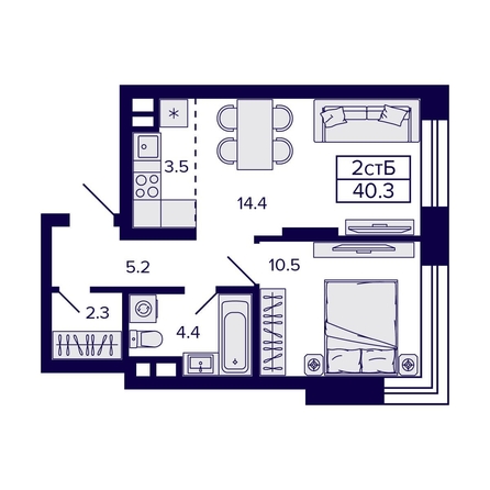 
   Продам 2-комнатную, 40.3 м², Citatum (Цитатум)

. Фото 1.