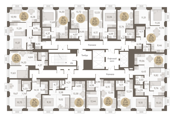 
   Продам 3-комнатную, 69.09 м², Urban-peaks (Городские вершины)

. Фото 1.