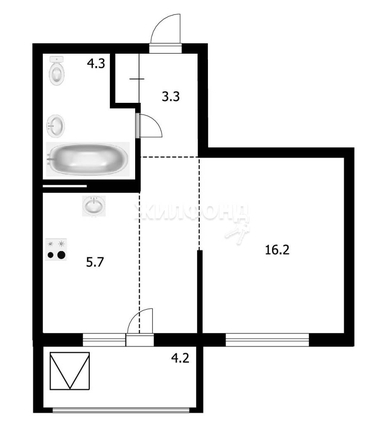 
   Продам студию, 33.7 м², Октябрьская ул, 20

. Фото 1.