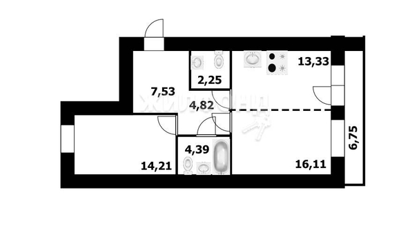 
   Продам 2-комнатную, 62.9 м², , 55

. Фото 7.