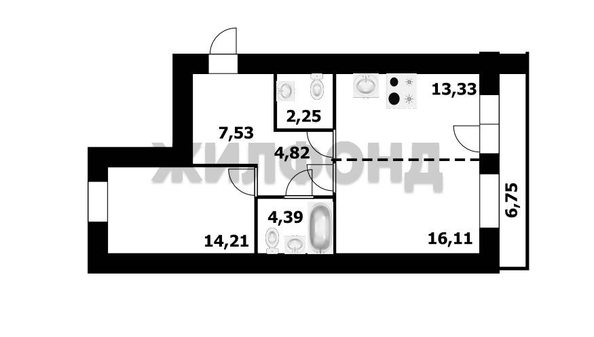 
   Продам 2-комнатную, 62.9 м², , 55

. Фото 7.