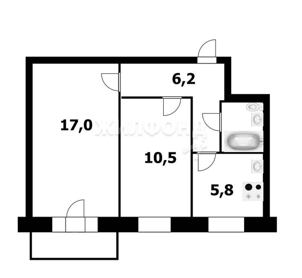 
   Продам 2-комнатную, 42.6 м², Ватутина ул, 75/1

. Фото 1.