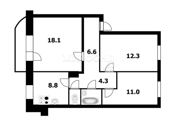 
   Продам 3-комнатную, 65.3 м², Есенина ул, 8/1

. Фото 2.