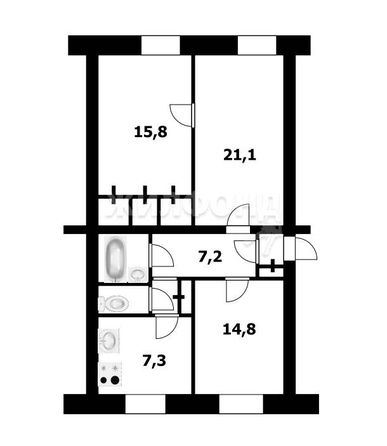 
   Продам 3-комнатную, 77.4 м², Чаплыгина ул, 48

. Фото 27.