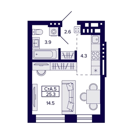 
   Продам студию, 25.3 м², Сподвижники

. Фото 2.