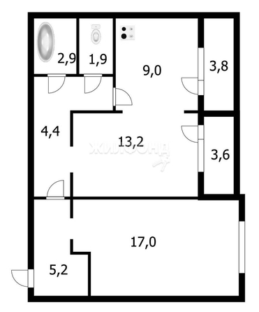 
   Продам 2-комнатную, 56.6 м², Сибиряков-Гвардейцев ул, 53/10

. Фото 8.