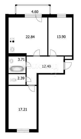 
   Продам 3-комнатную, 72.6 м², 7-й микрорайон, 34

. Фото 2.