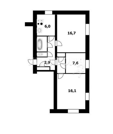 
   Продам 3-комнатную, 59.5 м², Грибоедова ул, 123

. Фото 12.