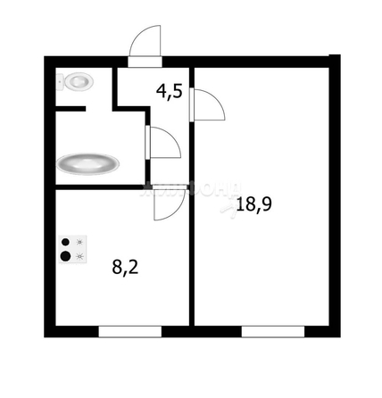 
   Продам 1-комнатную, 38 м², Сибиряков-Гвардейцев ул, 64/1

. Фото 7.