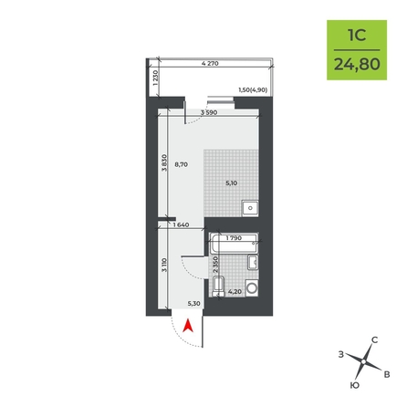 
  Продается студия, 23.3 м², ЖК ДНК
. Фото 2.