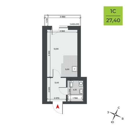 
  Продается студия, 27.4 м², ЖК ДНК
. Фото 1.