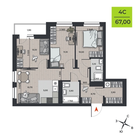 
  Продается 4-комн. квартира, 67 м², ЖК ДНК
. Фото 1.
