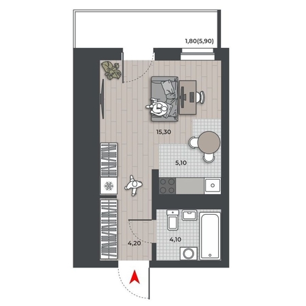 
  Продается студия 28.7 м², в ЖК ДНК. Фото 1.
