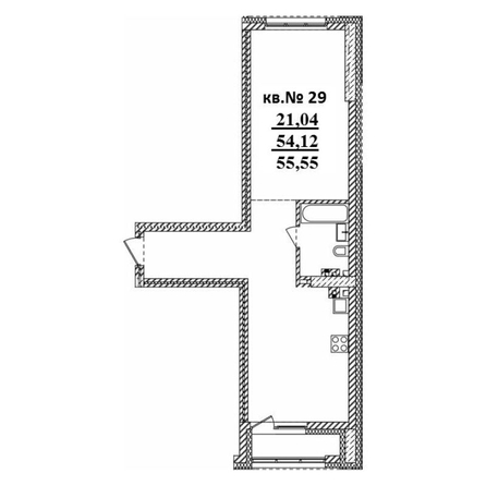 
   Продам 2-комнатную, 55.55 м²,  Римский квартал, 2 очередь

. Фото 1.