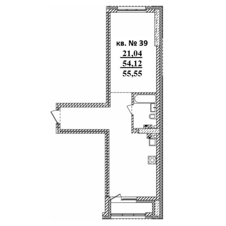 
   Продам 2-комнатную, 55.55 м²,  Римский квартал, 2 очередь

. Фото 1.