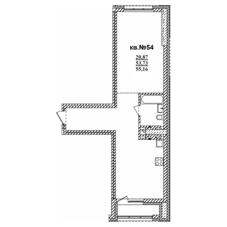 
   Продам 2-комнатную, 55.16 м²,  Римский квартал, 2 очередь

. Фото 1.