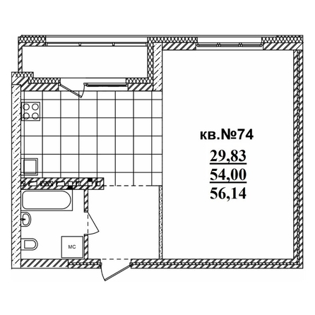 
   Продам студию, 56.5 м²,  Римский квартал, 2 очередь

. Фото 1.