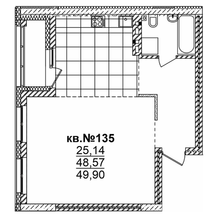 
   Продам студию, 51.28 м²,  Римский квартал, 2 очередь

. Фото 2.