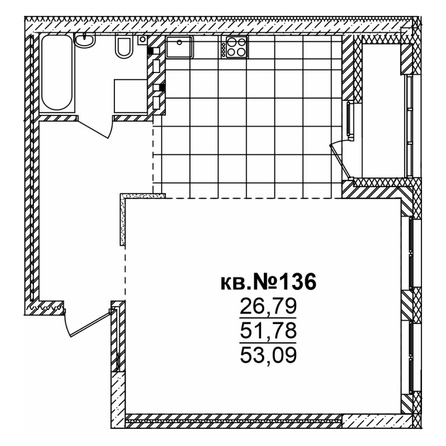 
   Продам студию, 53.09 м²,  Римский квартал, 2 очередь

. Фото 1.