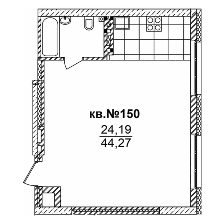 
   Продам студию, 44.27 м²,  Римский квартал, 2 очередь

. Фото 1.