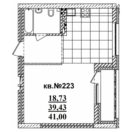 
   Продам студию, 41.19 м²,  Римский квартал, 2 очередь

. Фото 1.