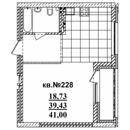 
   Продам студию, 41.19 м²,  Римский квартал, 2 очередь

. Фото 1.