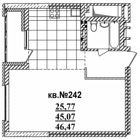 
   Продам студию, 46.88 м²,  Римский квартал, 2 очередь

. Фото 1.