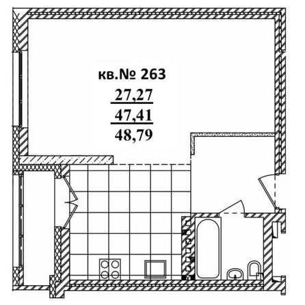 
   Продам студию, 48.79 м²,  Римский квартал, 2 очередь

. Фото 1.